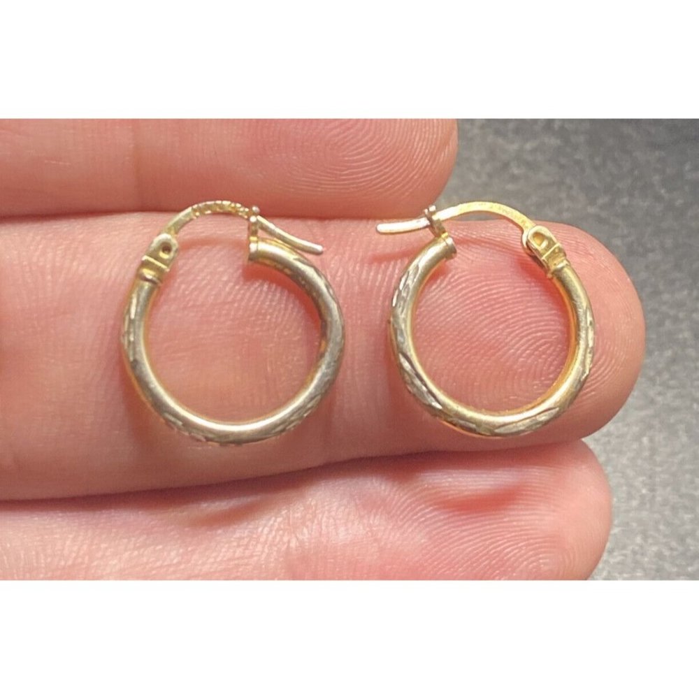 925 Silver Small Round Hoop Earrings HAN 3/4 in Designer Signed